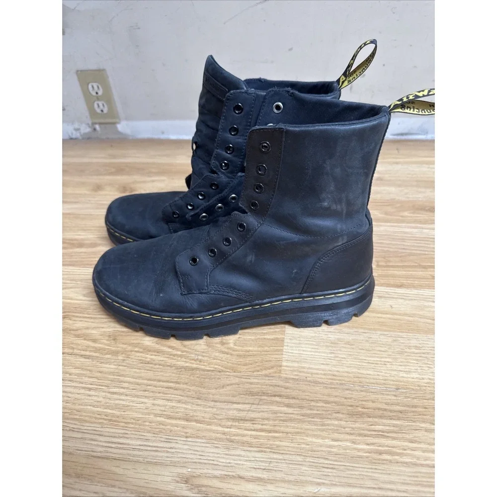 Dr. Martens Combs Leather Black Boots LA004 Men's Size 11 Women's 12